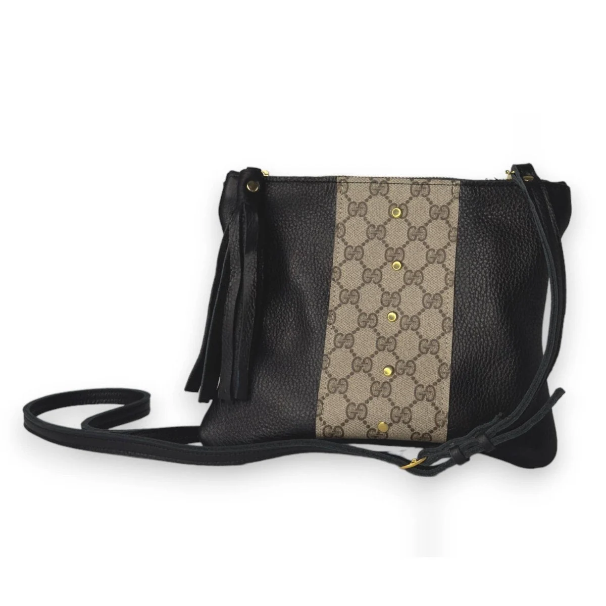 Upcycled Gucci Caroline Crossbody In Black Leather